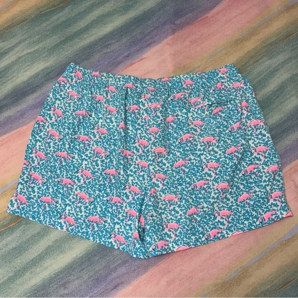 Chubbies Flamingos Swim Shorts Size 2XL  Blue Print 4” inseam
